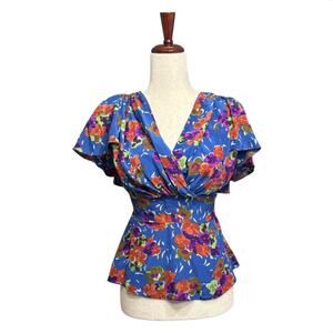 Girls From Savoy Vibrant Floral Fit & Flare Top Size 4 EE0593